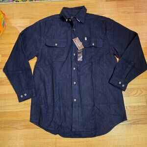 NWT Mountain Ridge Navy Blue Button down sz Large Tall flannel